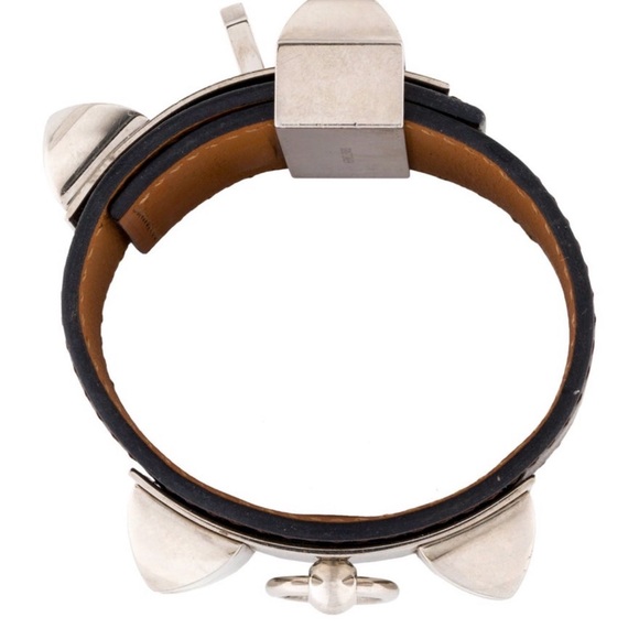 Hermès Collier de Chien CDC Bracelet Palladium Brown Leather Size M - Picture 2 of 3
